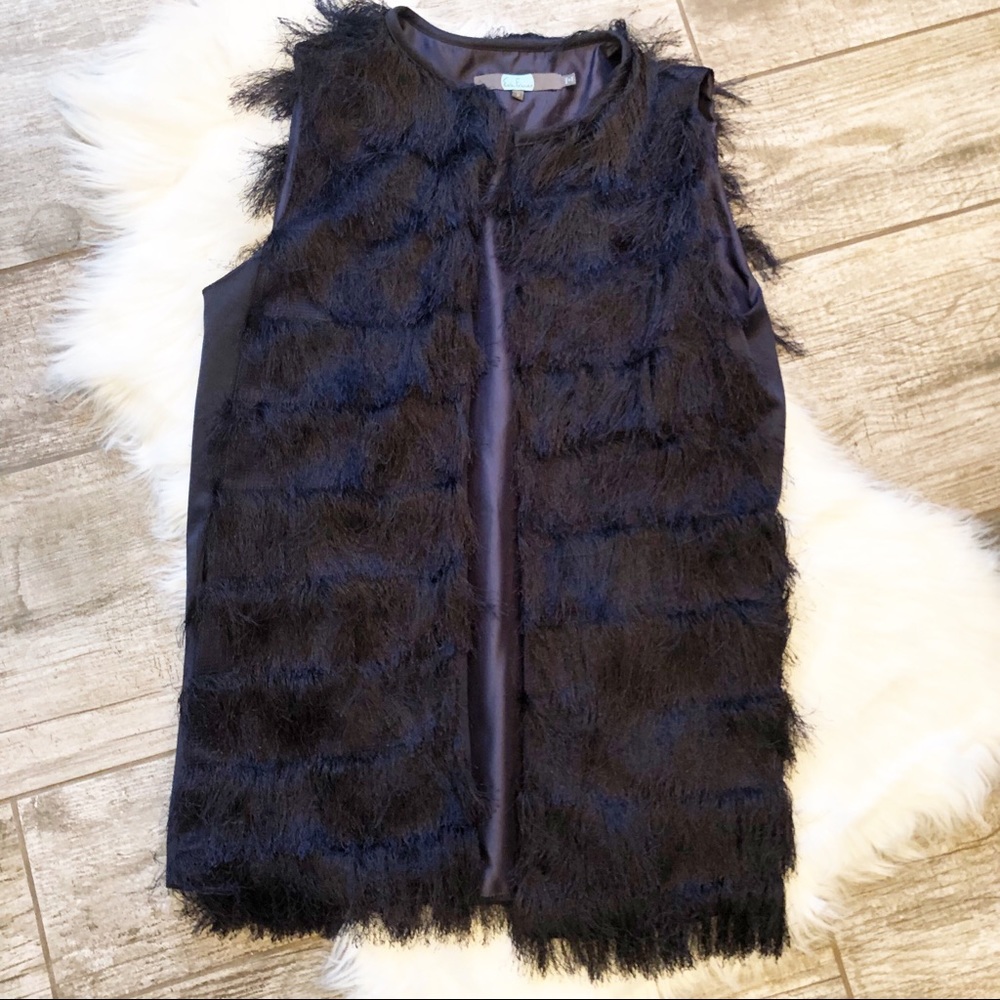 Anthropologie Eva Franco Navy Fringe Vest NWOT
